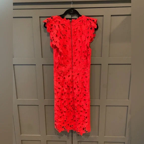 Elie Tahari Morgan Red Macrame Lace Overlay Dress - Picture 3 of 14